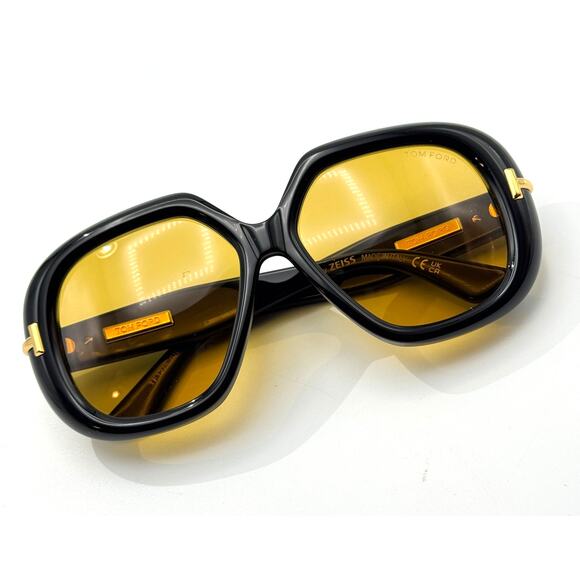 Tom Ford Sunglasses Icon Collection TF1278 01E Black Geometric Frame Brown Lens main image 15
